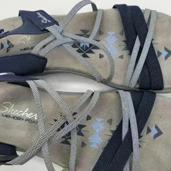Skechers Womens Reggae Slim Takes Two Navy Blue Size 7 Super Light - Picture 6 of 12